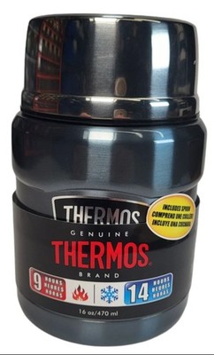 Termos Genuine THERMOS Brand 16 oz. Vacuum Insulated Included Spoon, Black, NEW