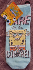 Sponge Bob Squarepants Womens No-Show Blue Socks Shoe Size 4-10 Nickelodeon