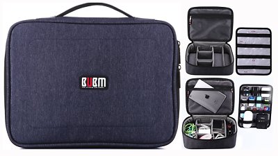 BUBM Large Electronic Organizer Bag Zippered Mesh Travel Accessories Carry Case 