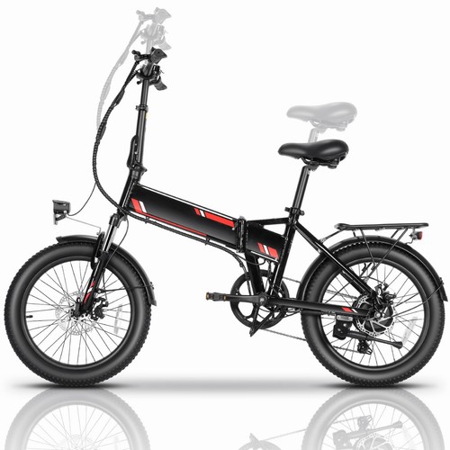 500W Electric Bike w/48V LI-Battery 20" Fat Tire Folding eBike Commuting Bicycle - Picture 2 of 13
