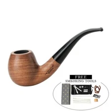 MUXIANG Handmade Billiard Tobacco Smoking Pipe 10 Accessories 9mm Filter Scraper