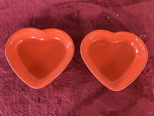 Pr. of Fiesta Orange Heart Bowls--Free Ship