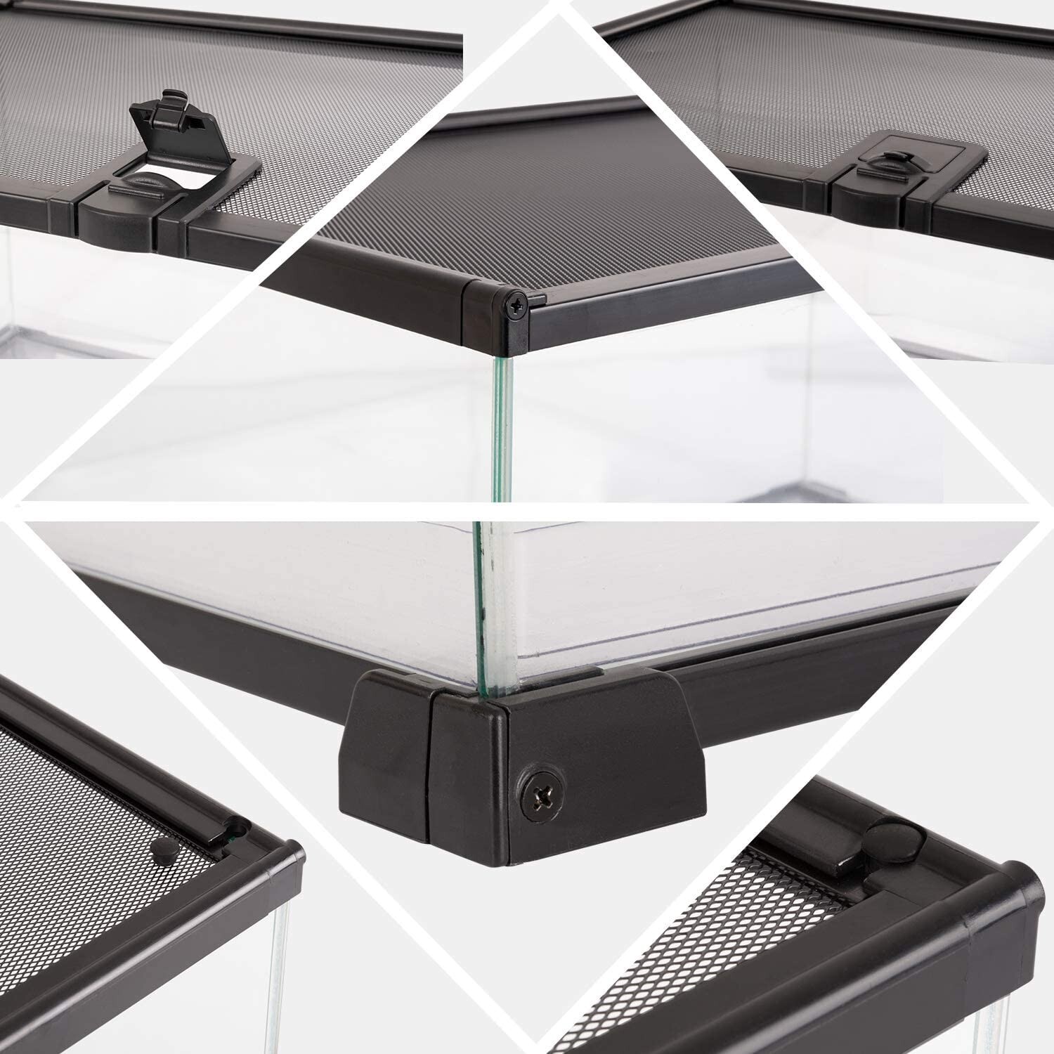 Reptile Tank Glass Natural Cages Terrarium Sliding Screen Top 20 x 12 x