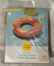 Sun Squad Orange Inflatable Swim Tube With Handles, 36 Inch Diameter