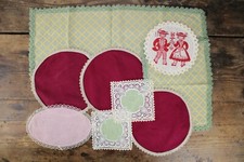 LOTTO 9 Centrini UNCINETTO Ricamato ANTICO Chiacchierino Colorati VERDE Centrino