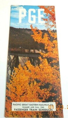 Pacific Great Eastern Railway Summer And Fall 1965 Passenger Train Schedules Map
