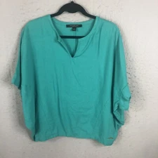 Marc New York Top Womens Medium Kelly Green Linen Blend Crop Boxy St. Patricks