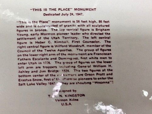 1947 This is the Place Monument LDS Mormon Salt Lake City Souvenir Ceramic Plate - Picture 4 of 5