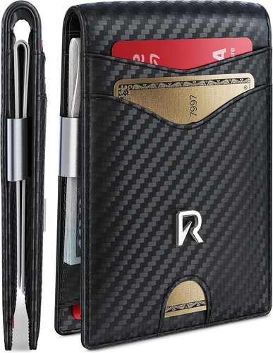 Slim Wallet for Men with Money Clip, RFID Blocking Mens Wallet, Minimalist Credi