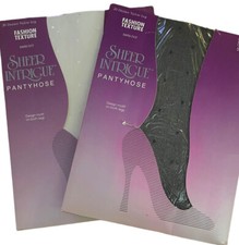 Lot Of 2 Sheer Intrigue Pantyhose Fashion Texture Swiss Dot Size A/B White Black