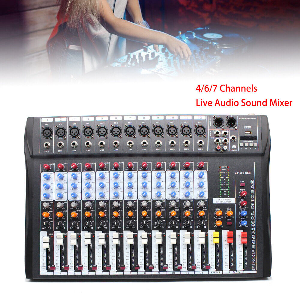 Professional Live Studio Audio Mixer 12 Channel Mixing Console Sound With USB