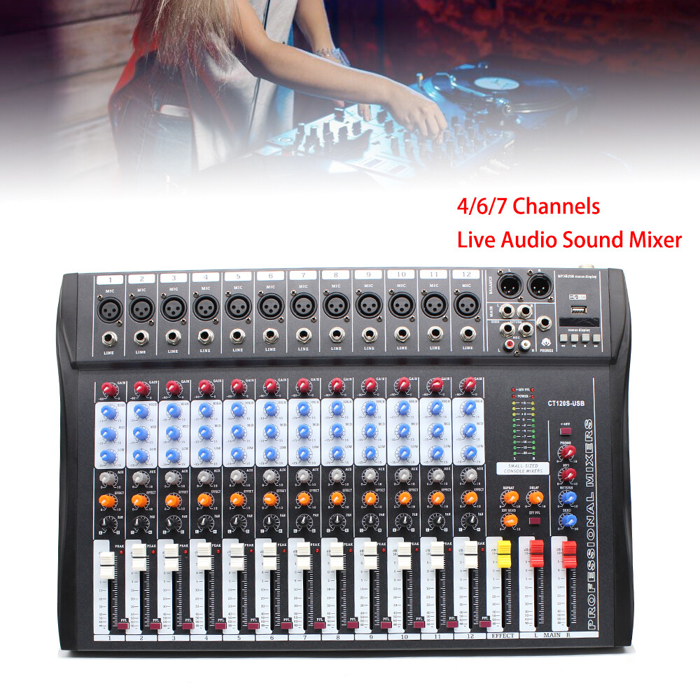 12 Channel CT-120S Live Studio Audio Mixer USB Mixing Console Professional  Event