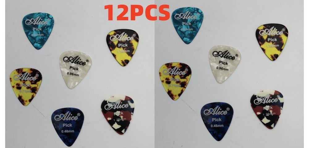 12pcs Alice Guitar Picks Acoustic 0.58mm-1.50mm Assorted Electric Plectrums  New