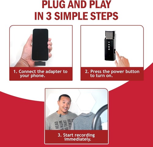 Wireless Lavalier Microphone for iPhone Single 2.4Ghz Mic Audio w/Noise Cancel - Picture 5 of 6