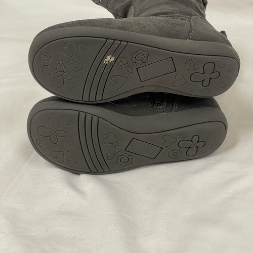 Cherokee Toddler Girls size 11 Winter Fashion Boots gray faux suede zip Bow - Picture 4 of 6