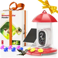 ® Hummingbird Feeder with Camera for Outdoors Solar Panel,Smart Bird Camera with
