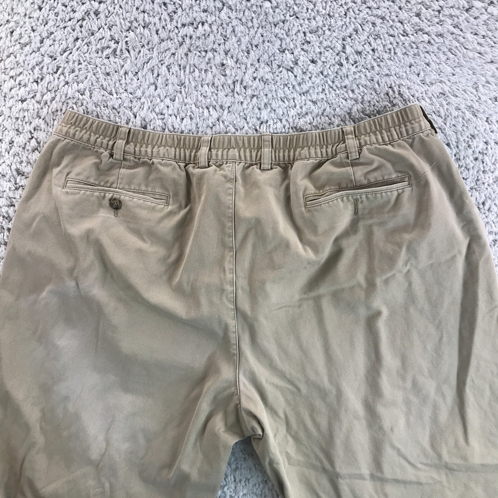 LL Bean Khaki Pants men 46X30 Insulated line pleated front zip closure