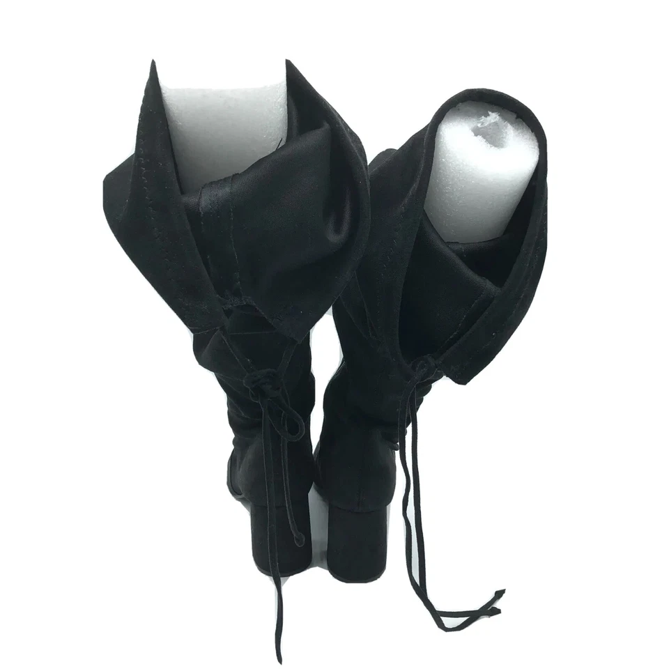 Breckelles Boots Knee High Faux Suede Slouchy Block Heel Pointed Toe Black 6.5 - Image 4 of 4