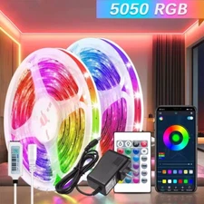 30Ft RGB LED Strip Lights Color Changing and Bluetooth Control for Bedroom Party