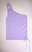 Mango Knit One-Shoulder Top XS lilac