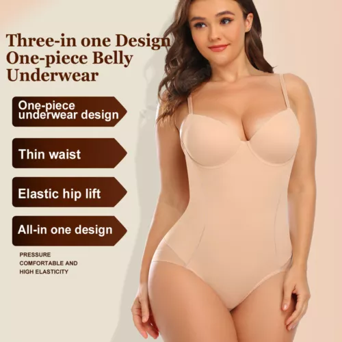 Women's Tummy Control Underwire Bra Bodysuits Body Shaper Leotards Top Jumpsuit - Picture 4 of 23