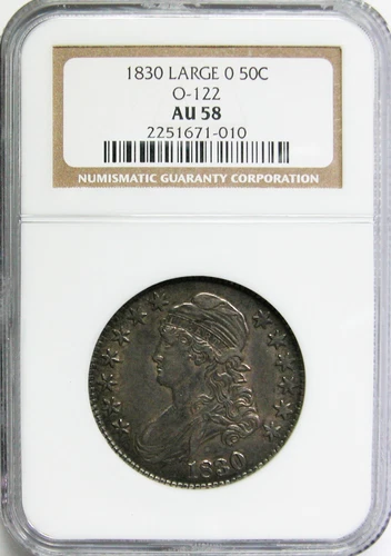 1830 Large 0 Capped Bust Half Dollar NGC AU-58 O-122