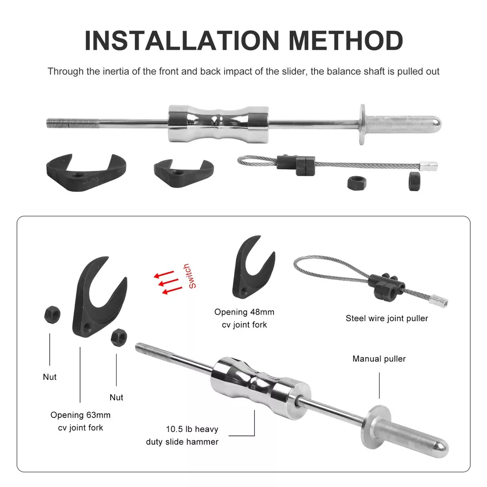 Inner CV Joint Puller Slide Hammer Front Wheel Drive Axle Half Shaft Removal Kit - Image 2 of 4