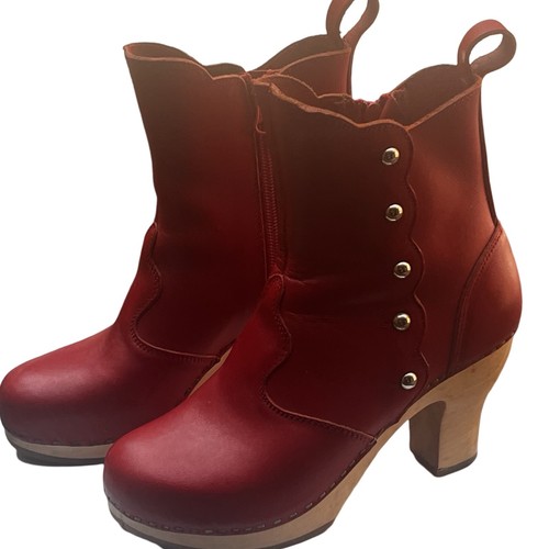 SWEDISH HASBEENS Red Leather Boots - Retro Inspired Design - Size 36 (AU6) - EUC - Picture 4 of 9