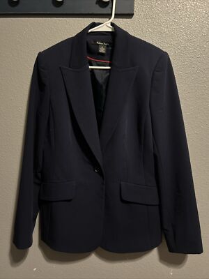 Madison Studio Size 10 Blazer Jacket Womens One Button! QUALITY! DARK BLUE!