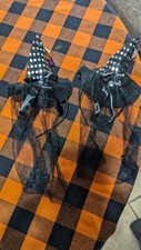Pair of Black / Silver Witch Hat Headband with Sequins and Mesh