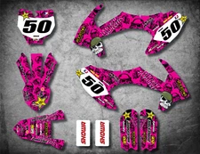 Custom Graphics full Kit METAL PINK STYLE stickers fits KTM 65 SX 2016 - 2018