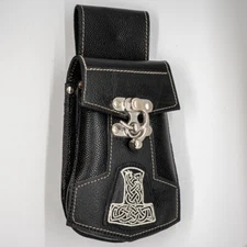 Leather Thor Hammer Dragon Mobile Cell Phone Belt Loop Pouch Viking Norse