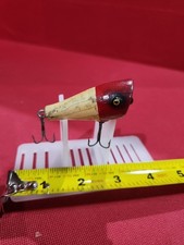 Vintage Creek Chub Plunker Wooden 2 Inch Long Fishing Lure White / Redhead Rare!