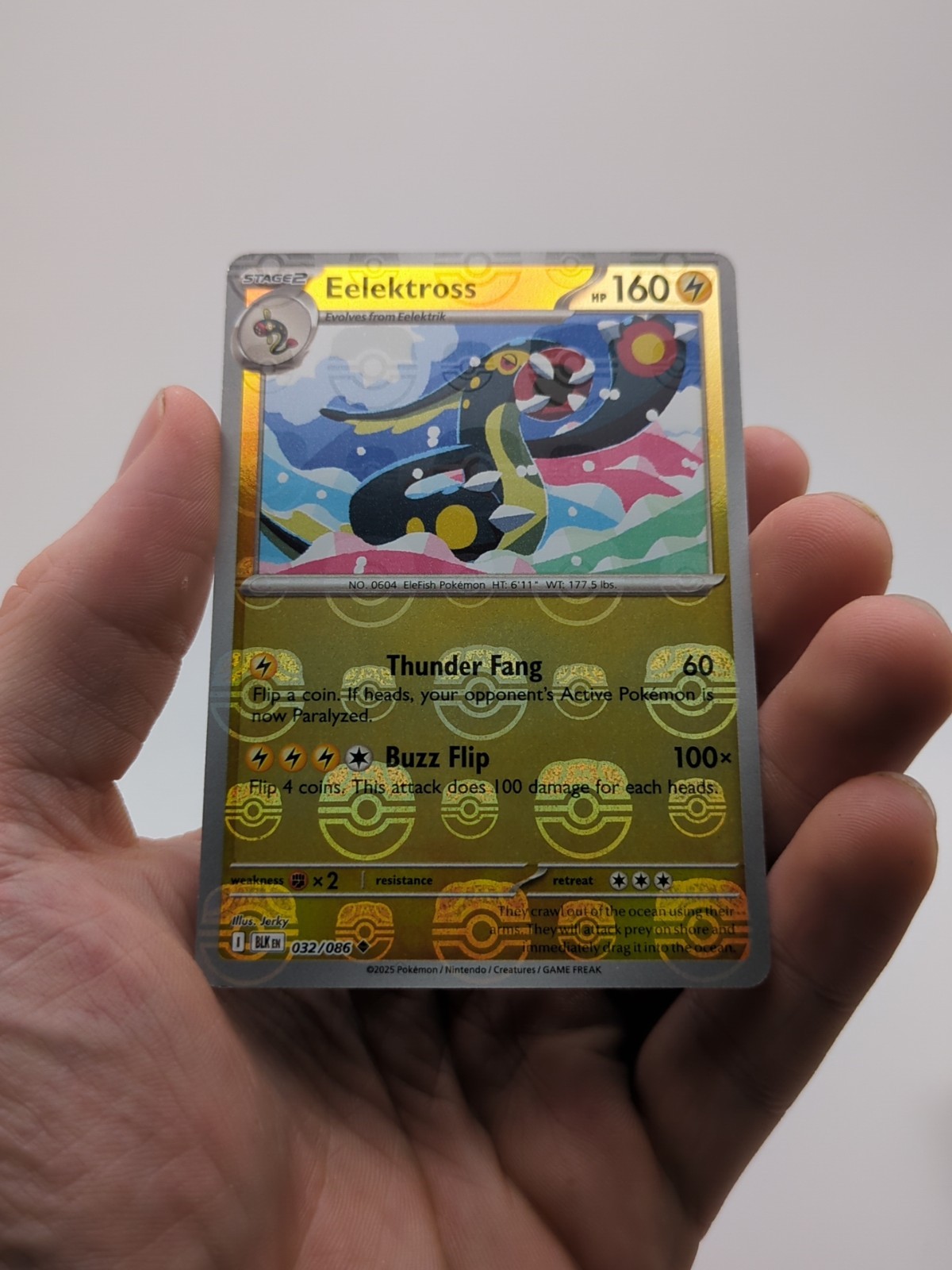 Eelektross (Master Ball Pattern) 032/086 Black Bolt Pokemon Card NM