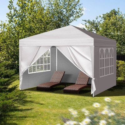 10'x 10' EZ Pop Up Gazebo Party Tent Canopy Outdoor Tent  With 4 Walls White
