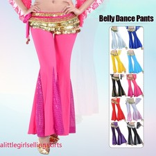 Women Belly Dance Pants Trousers Lace Chiffon Princess Sequins Workout Costumes