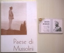 PAESE DI MUSSOLINI + Tessera commemorativa con micro moneta placcata oro