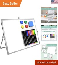 Dry Erase White Board, 16inX12in Large Magnetic Desktop Whiteboard with Stand...