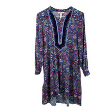 Matilda Jane Thoughts & Dreams Dress Tunic Size XS Blue Purple Floral Boho