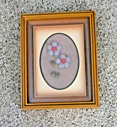Canadian Native Caribou Hair Tufting framed shadowbox 1983 Wastesicoot 9"x7"