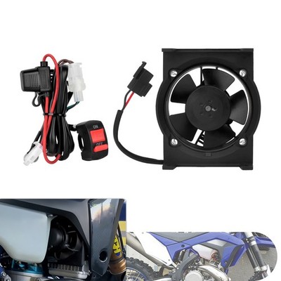 Black Motorcycle Radiator Cooler Spal Fan With Switch For SHERCO ENDURO 2018-23