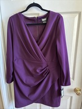 DKNY  WOMENS DRESS / 14 / Purple / V-NECK / Long Sleeves / Original Price $129