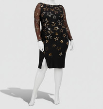 Vince Camuto Women's Black Sequined Stretch Bodycon Dress Plus Size 18W