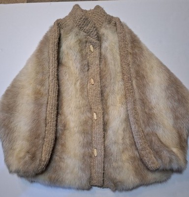 Vintage D'Esprit Dubrowsky & Perlbinder Faux Fur Chunky Knit Jacket Size Large 