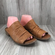 Sofft Mules Womens 8M Netta Brown Leather Slip On Open Toe Shoes