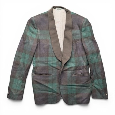VTG Martin Greenfield Men s 100% Wool Blazer Beige/Green/Blue Plaid   38reg