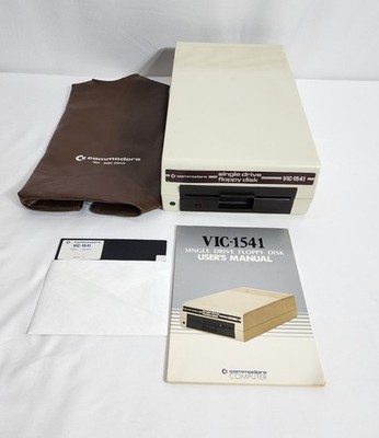 Commodore VIC-1541 Floppy Disk Drive C64 VIC-20 + Manual Demo Disk & Dust Cover