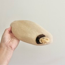 Vintage Chapeaux Pillbox Fur Beret with Side Detail and Teeth Clip Midmod 50s