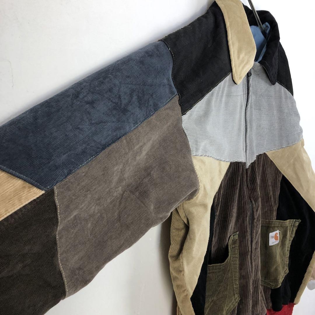 Brown patchwork corduroy jacket remake by Carhartt - image 5