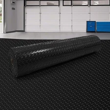 8x21 FT Garage Floor Mat, 2.8mm Thickened Diamond Plate PVC Rubber Heavy Duty...